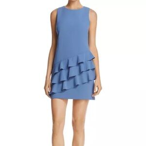Alice + Olivia Blue Clive Asymmetric Ruffle Mini Dress